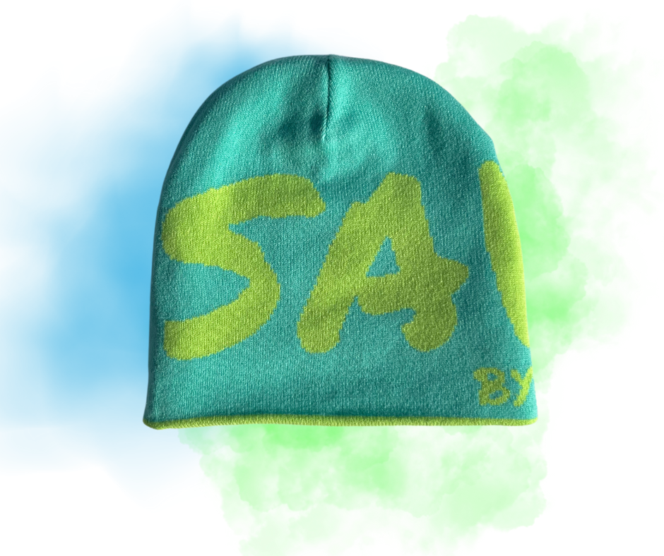 SAVED BY HIM BEANIE (GREEN/BLUE)