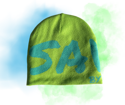 SAVED BY HIM BEANIE (GREEN/BLUE)